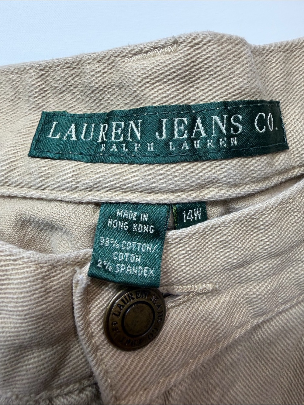 Lauren Ralph Lauren Jeans 14W Tan Braided Side Detail Straight Leg Pants - Picture 9 of 16